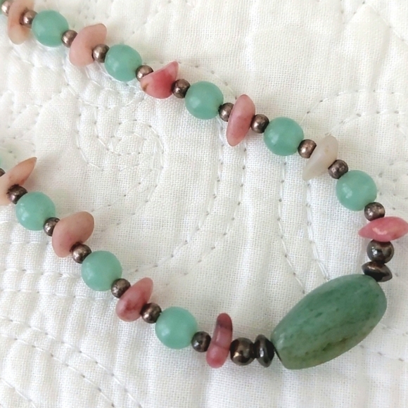 Handmade Jewelry - Jade Choker Necklace Natural Green Stone